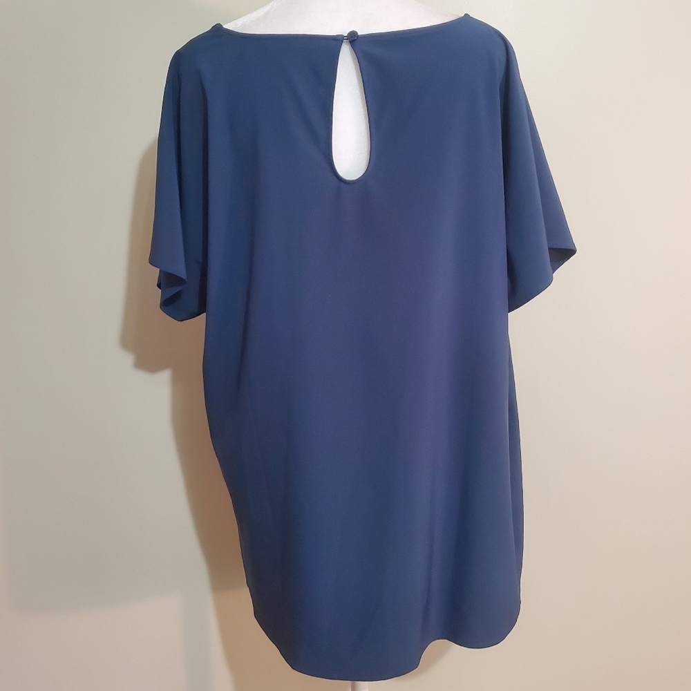 Soft Surroundings Go Lively blue dolman short sleeve draped front tunic top S - Picture 4 of 12